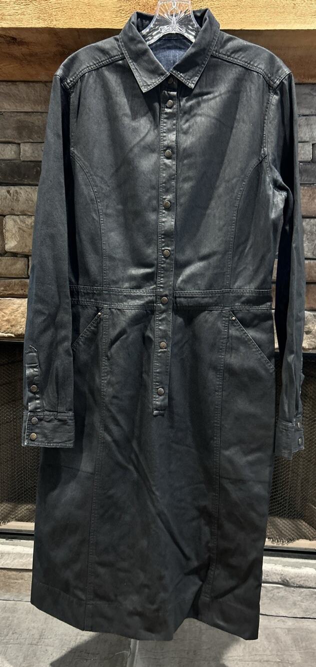 Women’s TOMAS MAIER Dark Denim Snap Front Long Sleeve Dress Size 8